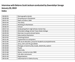 Dolores Scott Jackson, Oral History Index by Dolores Scott Jackson and Gwendolyn Savage
