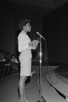 Student at Microphone at Sam Rayburn Public Affairs Symposium by East Texas State University