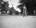 Military Police Stops Traffic by East Texas State Teachers College