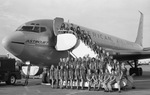 Alpha Phi Members Posing with Airplane by East Texas State University